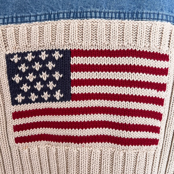 Denim and Knit American Flag Jean Jacket - Picture 2 of 4
